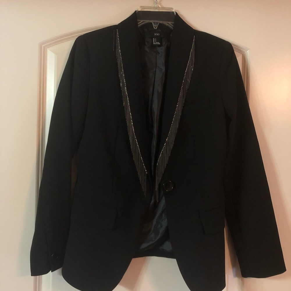 Forever 21 Black Blazer with Fringe size small